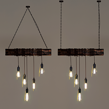 Handcrafted Wooden Pendant Light 3D model image 1 