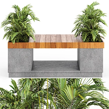 Modern Bench with Plant Décor 3D model image 1 