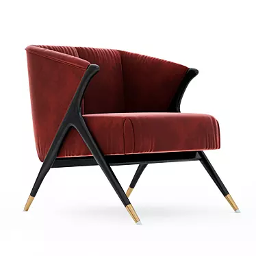 Elegant Velvet Lounge Armchair 3D model image 1 