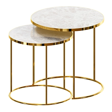 Golden Base Marble Nesting Tables 3D model image 1 