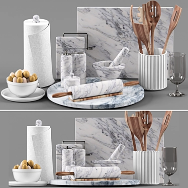 Elegant Marble Kitchen Set 3D model image 1 