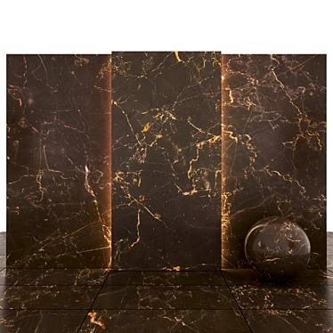 Brown Bronze Marble - 8 Texture Slabs, Floor & Hexagonal Tiles 3D model image 1 