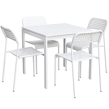 Modern White Dining Set - Table & Chairs 3D model image 1 