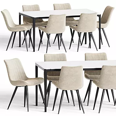 Modern Dining Set 108 with Vray and Corona Render 3D model image 1 
