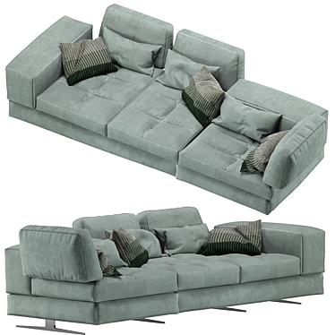 Blues Velvet Modular Sofa 3D model image 1 