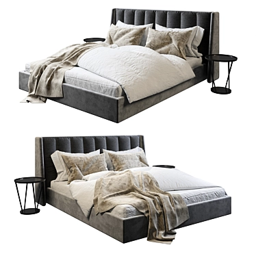 Title: Luxurious Velvet Bed 3D model image 1 