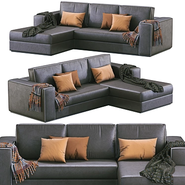 Luxury Alhambra Leather Sofa 3D model image 1 