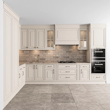 Creamy Elegance: Kitchen Neo Classic 3D model image 1 