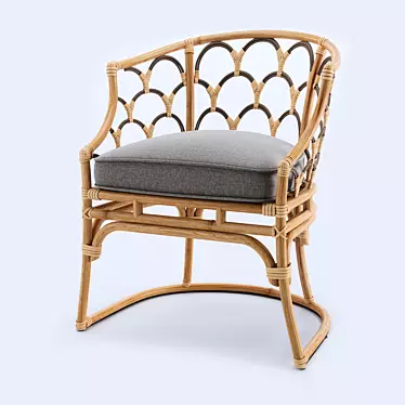 Coastal Coraline Rattan Dining Chair 3D model image 1 