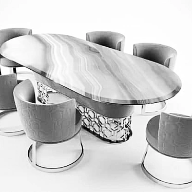 Versatile Kitchen Table & Chair Set 3D model image 1 