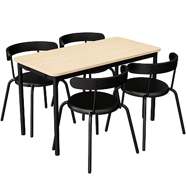 Modern Oak Dining Set 3D model image 1 