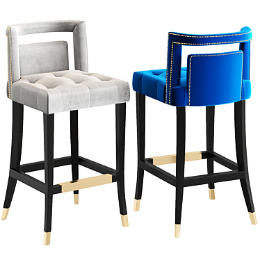 Luxury Velvet Counter Stool 3D model image 1 