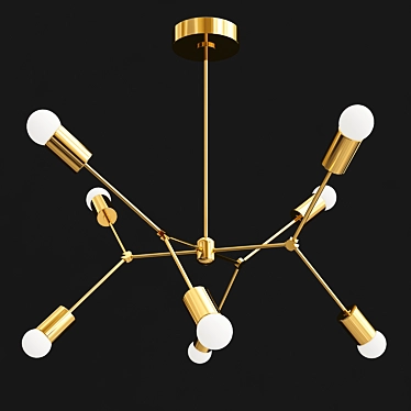 Golden Geometric Brass Chandelier 3D model image 1 