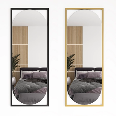 Sleek Wall Mirror | 1390x540mm 3D model image 1 