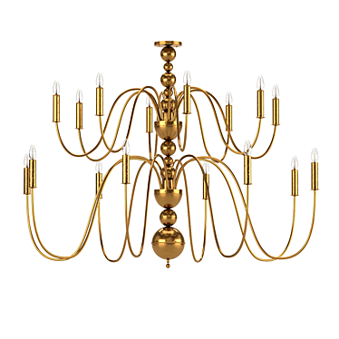 Luxury Brass Chandelier: Art Deco Elegance 3D model image 1 