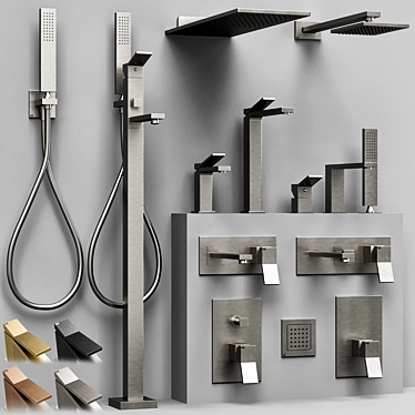 Luxurious Gessi Rettangolo K Faucet Set 3D model image 1 