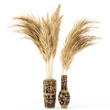 Pampas Dried Plantset in Handmade Vase 3D model image 1 