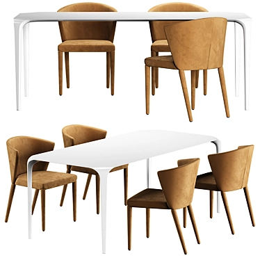 Italian-Made Calligaris Amelie Chair & Link Table 3D model image 1 