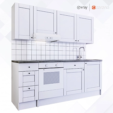 Modern Two-Tone IKEA Kitchen 3D model image 1 