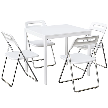 Modern White Dining Set 3D model image 1 