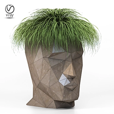 Adan Stone Face Planter 3D model image 1 