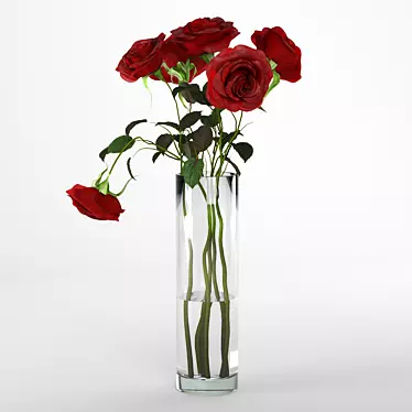 Elegant Red Rose Bouquet 3D model image 1 