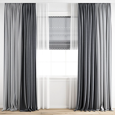 Polygonal Curtain Model + 3ds Max & Obj Files 3D model image 1 