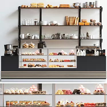 Cafe Design 2: Sleek Coffee Machine & Tempting Treats 3D model image 1 