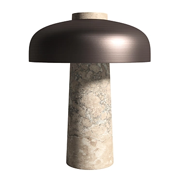 Sleek Travertine Bronze Table Lamp 3D model image 1 