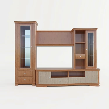 Title: Classic Brown Lacquered Cabinet 3D model image 1 