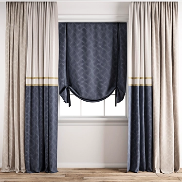 Modern Polygonal Curtain Model 3D model image 1 