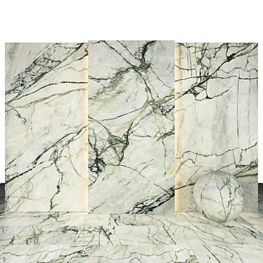 Calacatta Emerald Marble: 7 Texture Glossy Slabs & Tiles 3D model image 1 