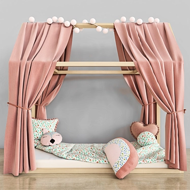 Kids Dream Bed with Pillows 3D model image 1 