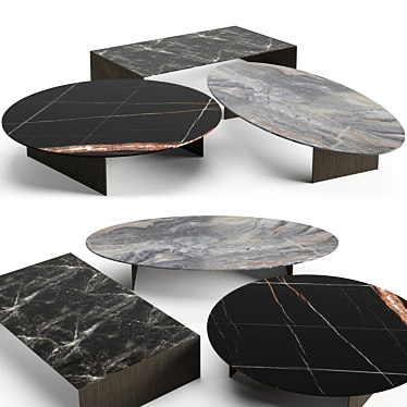 Elegant Marble Coffee Table Set 3D model image 1 