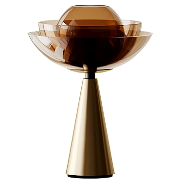 Elegant Lotus Table Lamp: Brass Glow 3D model image 1 
