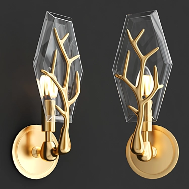 Title: Antler Crystal Wall Lamp 3D model image 1 