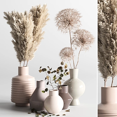 Concrete Pampas Bouquet Vase 3D model image 1 