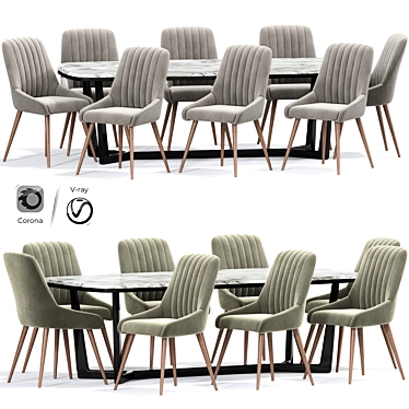 Elegant Tufted Dining Chair 3D model image 1 