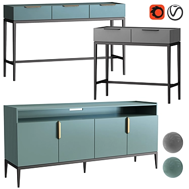 Modern Metropolitan Console Set 3D model image 1 