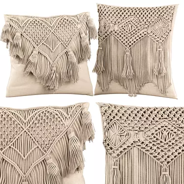 Boho Macrame Cushion 3D model image 1 