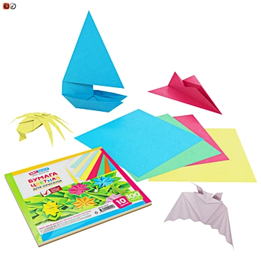 Colorful Origami Set: 4 Paper Figures 3D model image 1 