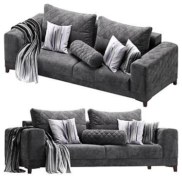 Modern Velvet Sofa 3D model image 1 