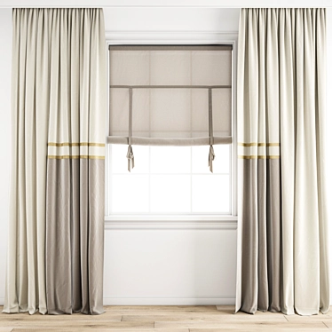 Elegant Polygonal Curtain 3D model image 1 