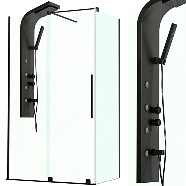 Furo KDJ - Elegant, Transparent Shower Cabin 3D model image 1 