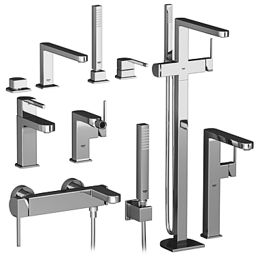 Grohe Plus Wall-Mounted Bath Mixer Set 3D model image 1 