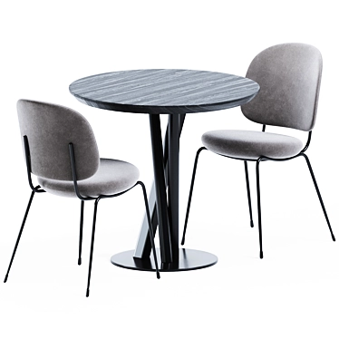 TrabA Niels Table & Stellar Works Industry Chair Set 3D model image 1 