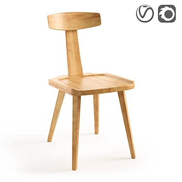 Authentic Oak Chair - Labidy 3D model image 1 