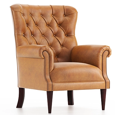 Dalhousie Leather Armchair: Tufted Elegance in Compact Dimensions 3D model image 1 