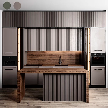 Sleek Modern Kitchen Set 3D model image 1 
