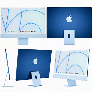 Sleek Apple iMac 24-inch (2021): Stunning Performance & Style 3D model image 1 
